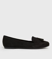 New Look Black Suedette Tassel Trim Loafers